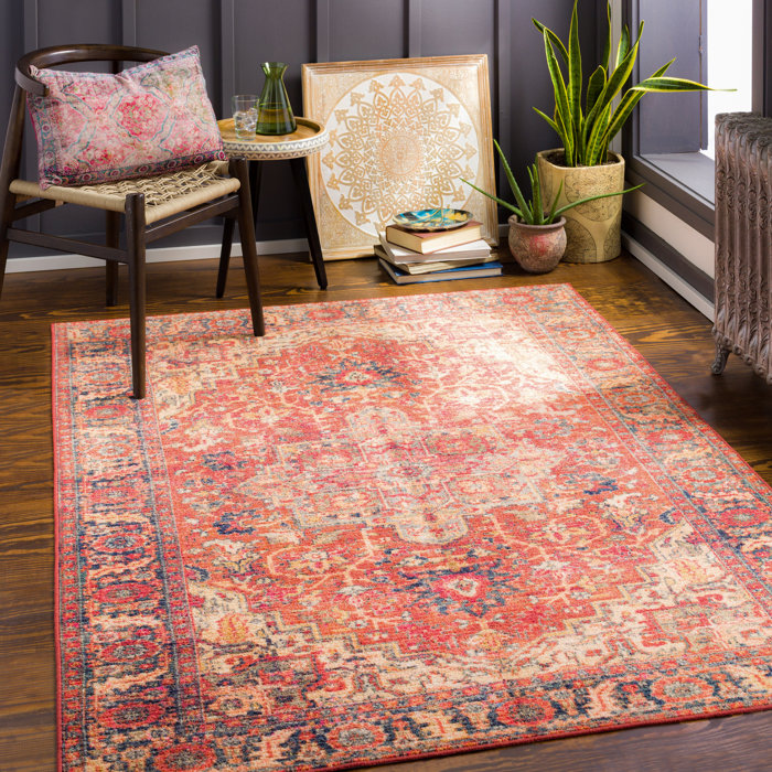Joss & Main Emmie Machine Washable Oriental Red/Brick Red Area Rug